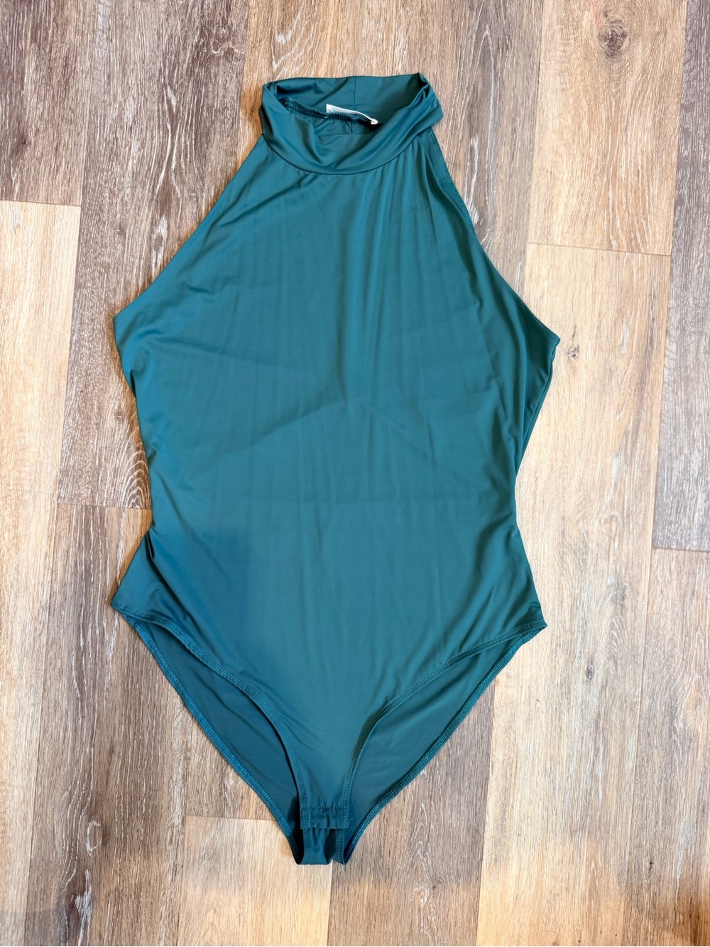 Heatherly Teal Cutout Back Bodysuit Size L